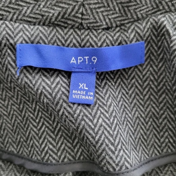 💕 Apt 9 Blazer Houndstooth Plaid charcoal gray black - Picture 7 of 10